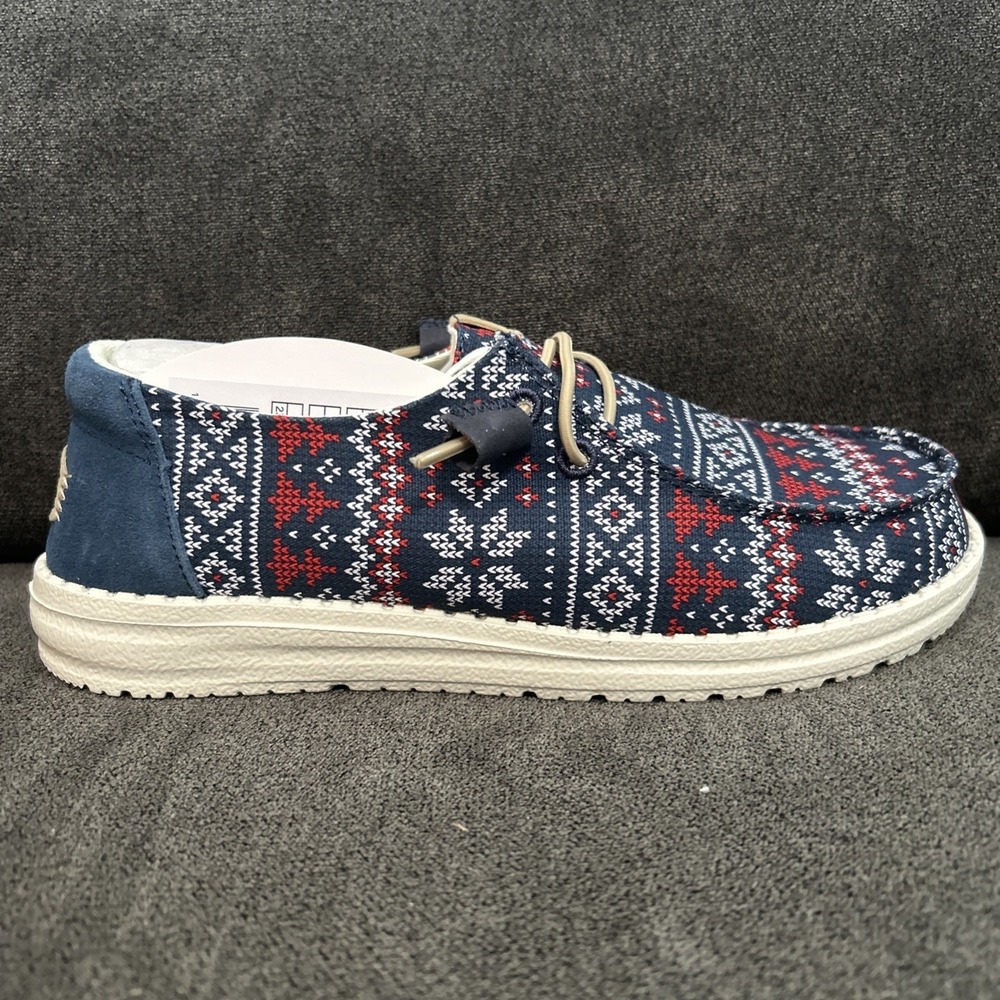 Hey Dude Wendy Winter Sweater Womens 7 Navy Blue Ugly Slip On Shoes 43536-4HQ